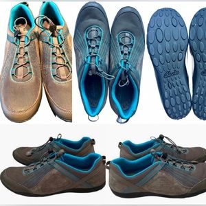 Clarks Privo Slip On Sneakers Leather Suede Teal Gray Hiking Shoes (11) NWOT